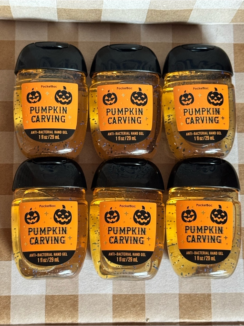 NEW B&BW (6) Pumpkin Carving antibacterial hand gels Pocketbac